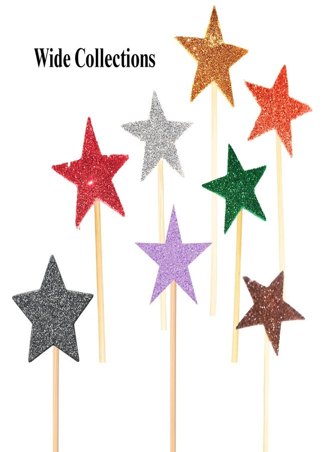GLOBEADO Glitter Star Cake Toppers, 20 Pieces, Stars with Wooden Sticks, Party Decoration (MIXED COLOR) - Image 4